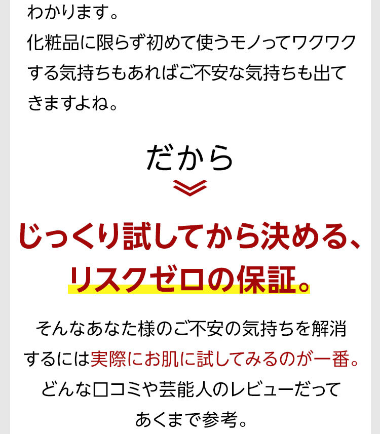 30日間しっかり試してから決めるリスクゼロの保証