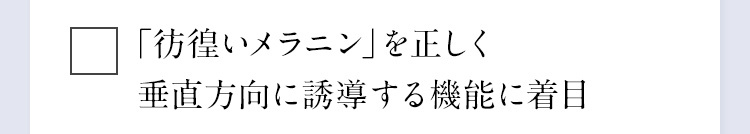 「彷徨いメラニン」を正しく 垂直方向に誘導する機能に着目