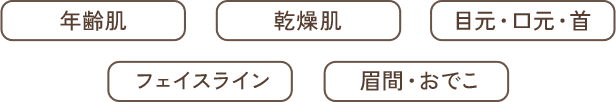 年齢肌・乾燥肌・目元、口元、首・フェイスライン・眉間、おでこ