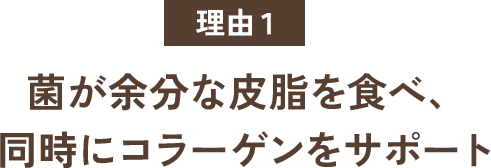 理由1菌が余分な皮脂を食べ、同時にコラーゲンをサポート