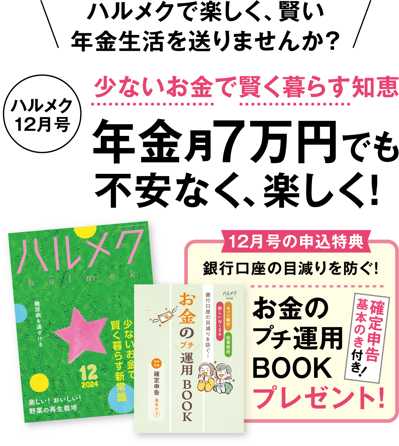 ハルメクで楽しく、賢い年金生活を送りませんか?少ないお金で賢く暮らす知恵年金月7万円でも不安なく、楽しく!