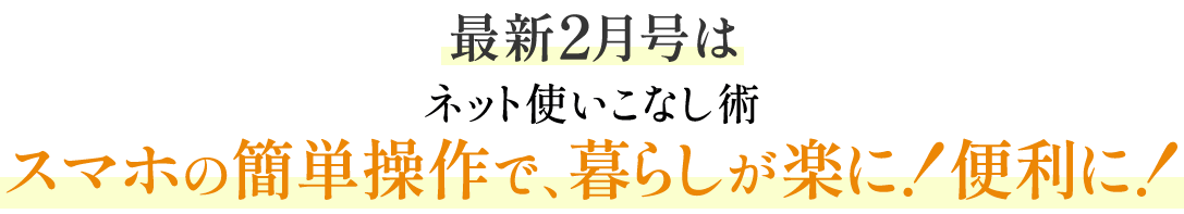 最新2月号はネット使いこなし術スマホの簡単操作で、暮らしが楽に！便利に！