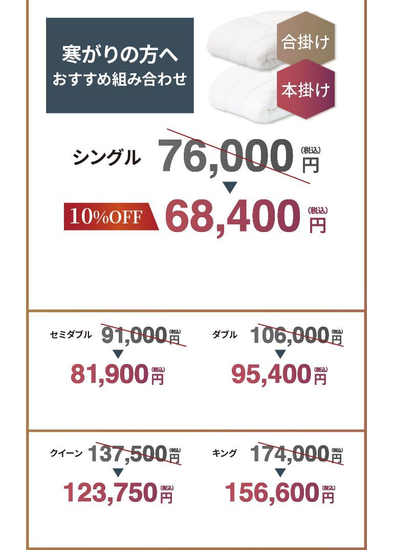 セット価格　寒がり