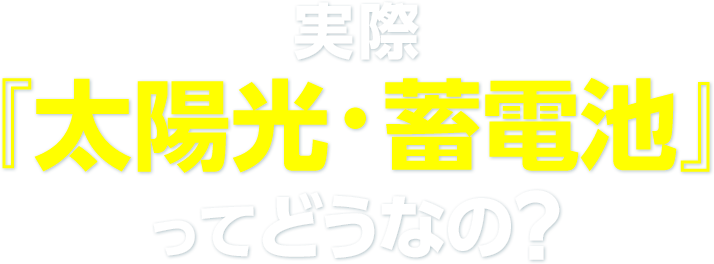 実際 『太陽光・蓄電池』ってどうなの?