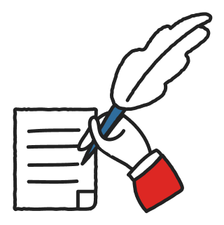 メモしている手元のイラスト