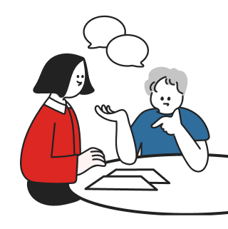 窓口で相談している様子のイラスト