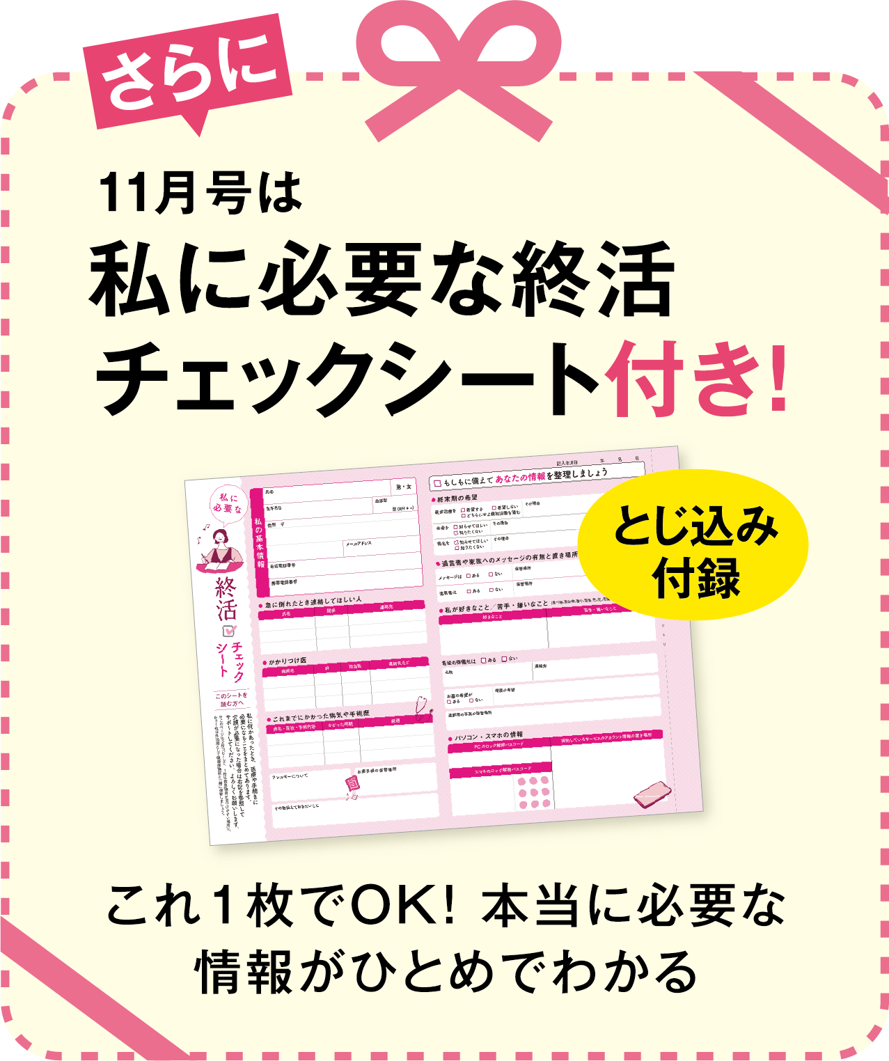 さらに11月号は私に必要な終活チェックシート付き!