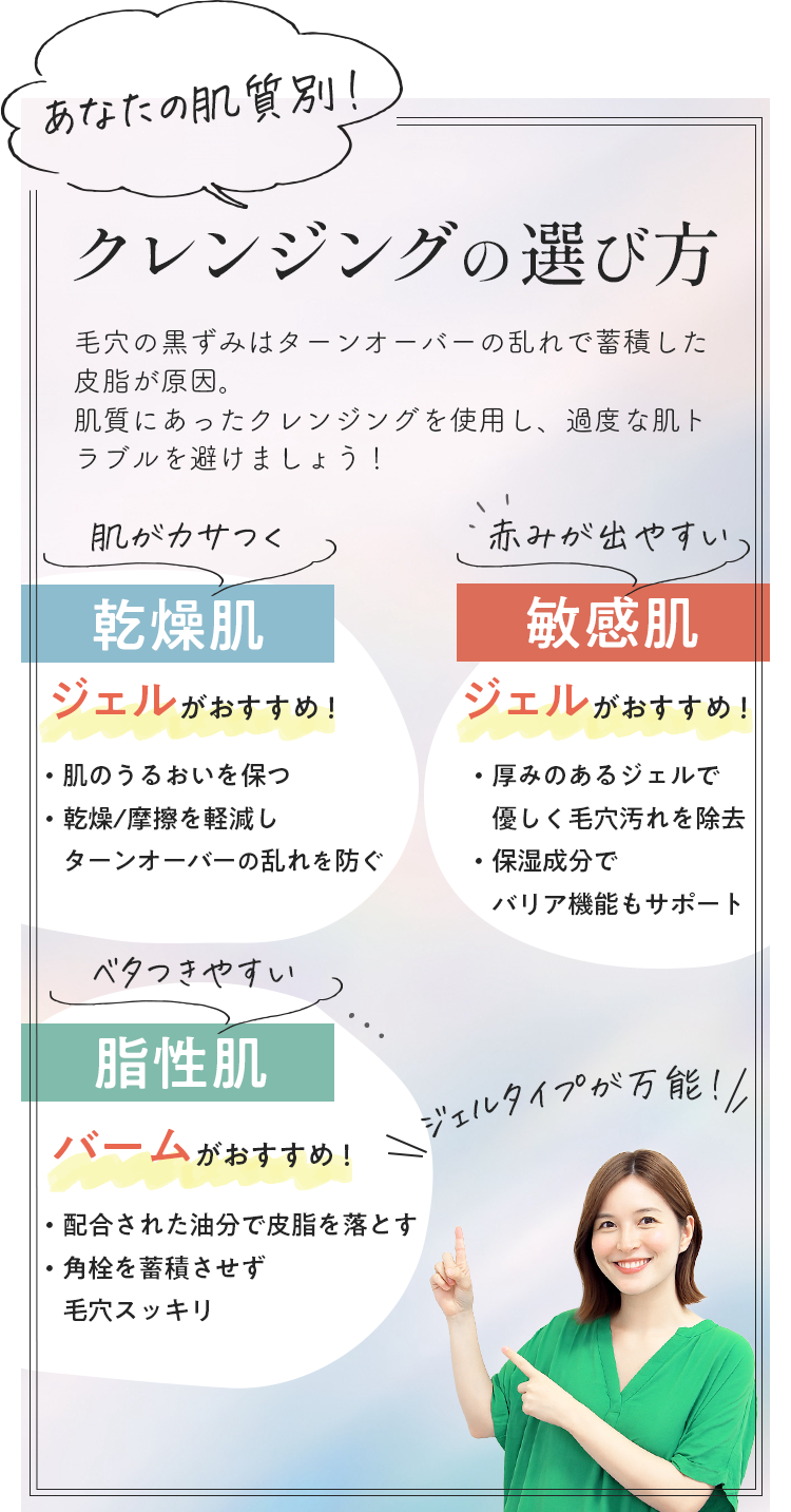 あなたの肌質別クレンジングの選び方