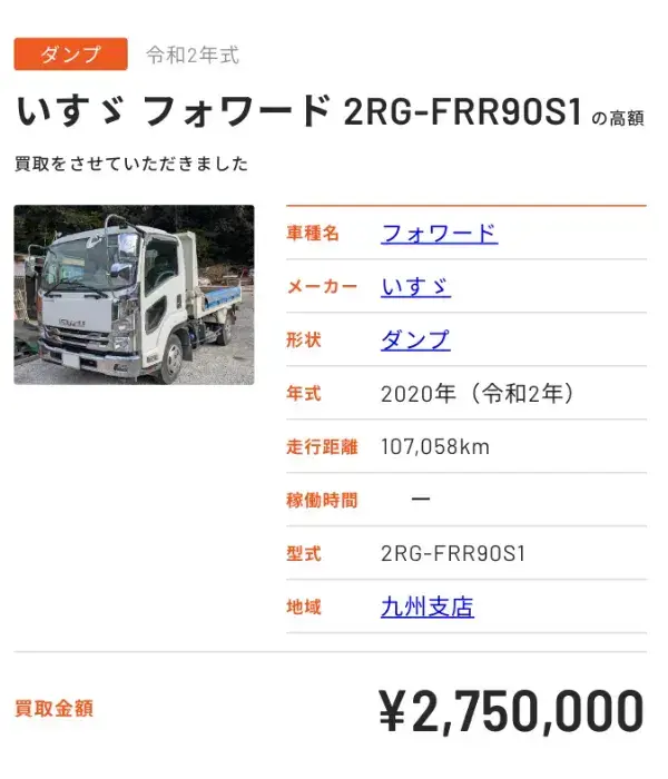 トラックファイブ買取実績
