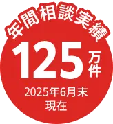 年間相談実績 125万件 2025年6月末現在