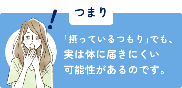 つまり「摂っているつもり」でも、実は体に届きにくい可能性があるのです。