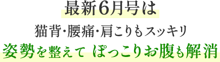 最新6月号は 猫背・腰痛・肩こりもスッキリ姿勢を整えてぽっこりお腹も解消
