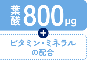葉酸800µg＋ビタミン・ミネラルの配合