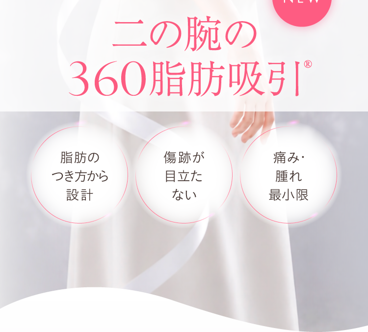 二の腕の360脂肪吸引 脂肪のつき方から設計・傷跡が目立たない・痛み腫れ最小限