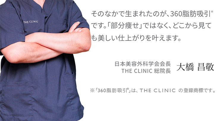 そのなかで生まれたのが、360脂肪吸引®です。 日本美容外科学会会長 THE CLINIC 総院長 大橋 昌敬